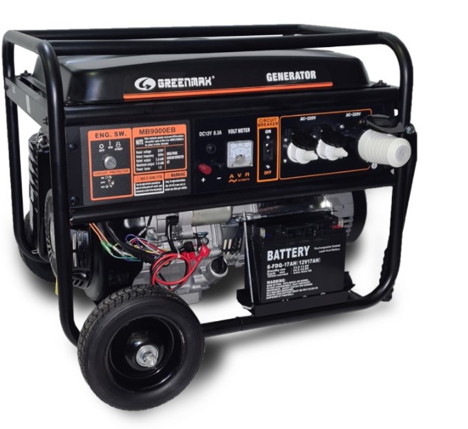 Генератор бензиновий GREENMAX MB9000EB 7.0/7.5 кВт з електрозапуском